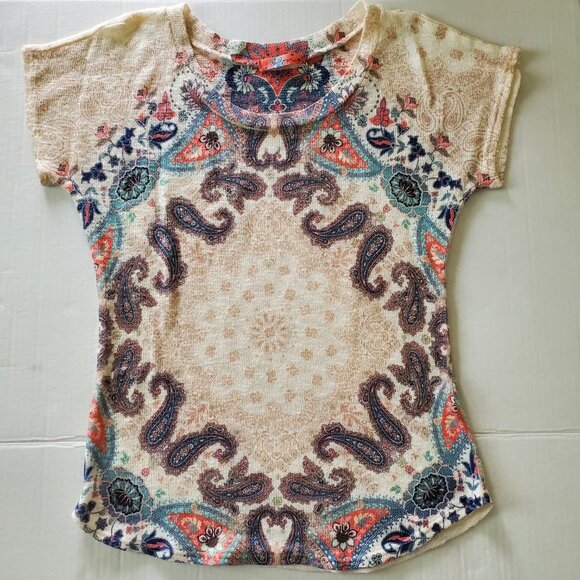 Gaze Made In USA Paisley Floral Short Sleeve Sweater - Picture 2 of 10